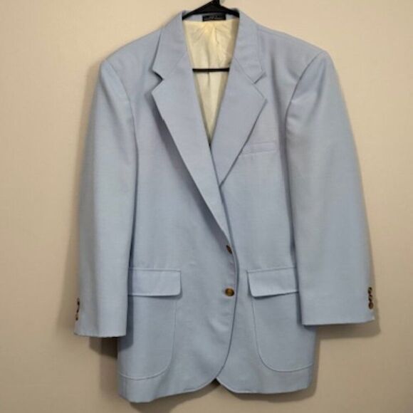 USED Men's TropiCool Long Sleeve Button Down Suit Jacket Color Blue Size 42L - Picture 1 of 1